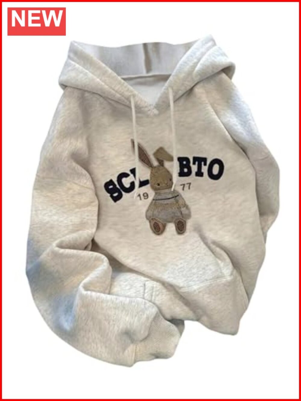Women's Graphic Hoodie Cartoon Rabbit Print Drawstring Long Sleeve Pullover